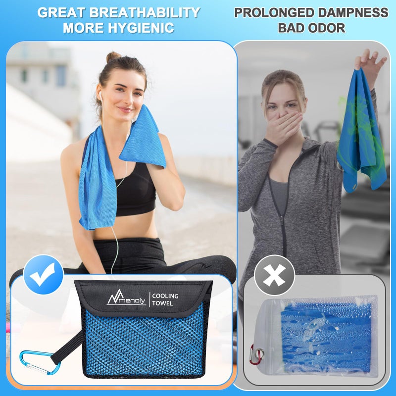 MENOLY 6 Pack Cooling Towels  40""x12"" Cooling Towels for Neck and Face with Breathable Carrying Bags Soft Microfiber Instant Cooling Rags  Gym Workout Sweat Towel for Sports  Yoga  Camping  Running - Image 2